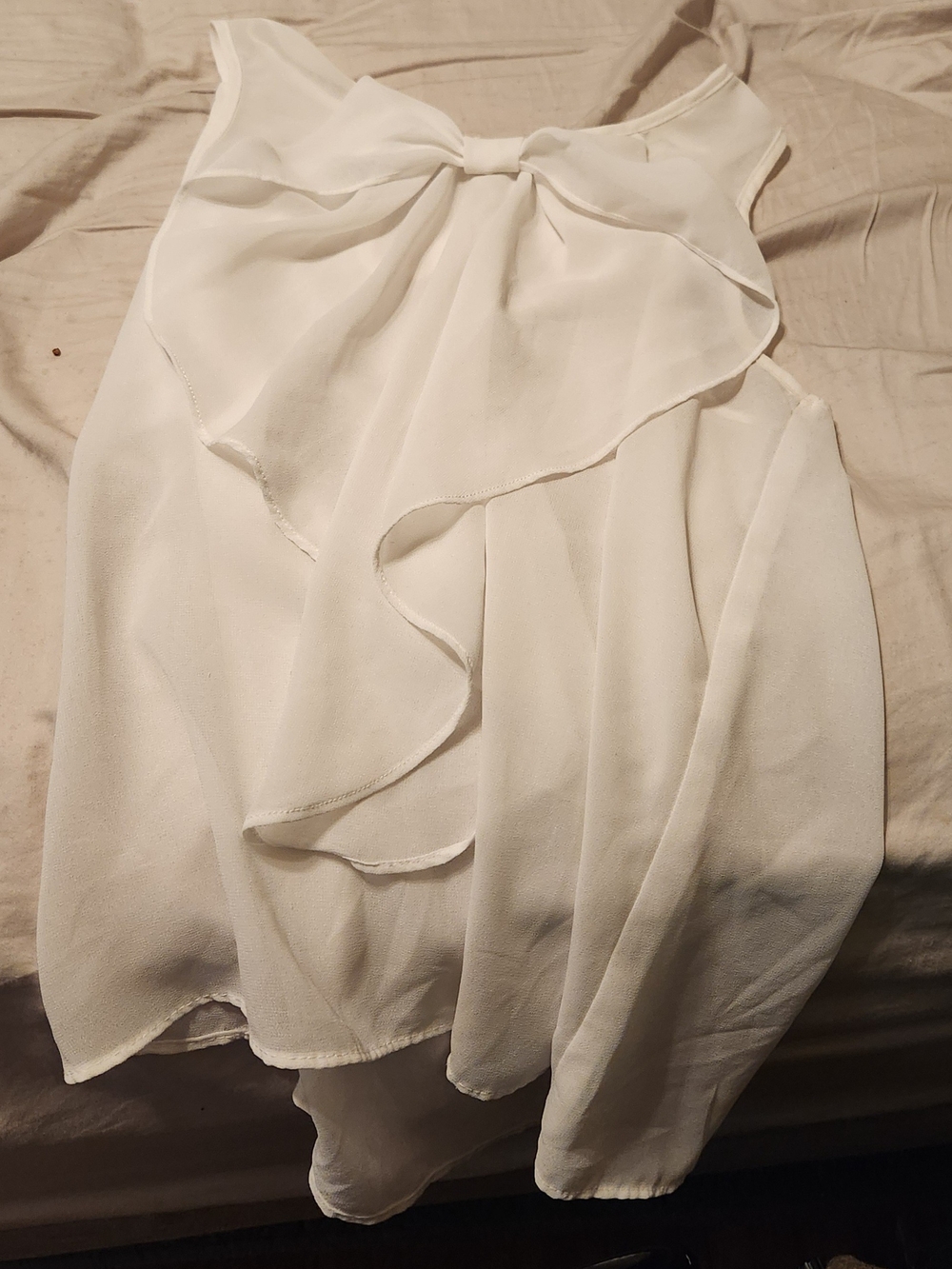 Iz Byer Cream Chiffon Ruffle Detail Top